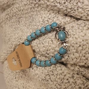 Semiprecious blue Owl Stretch Bracelet